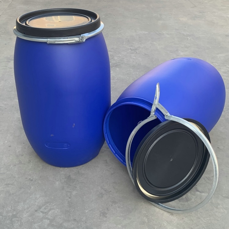 大开口125升塑料桶蓝色125L包箍桶 法兰桶 新利塑业