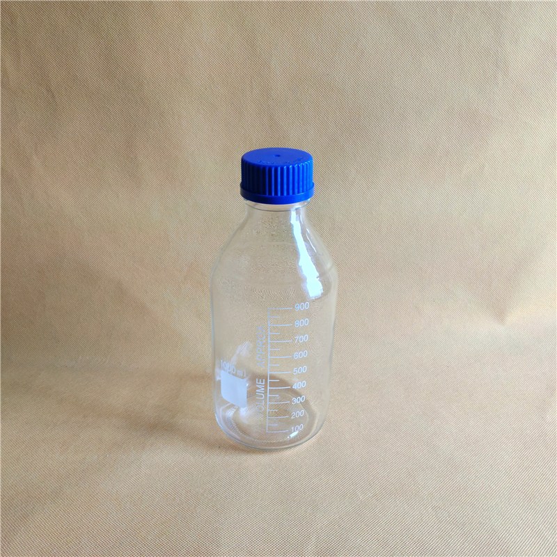 1000ml蓝盖GL45螺纹丝口透明试剂瓶透明玻璃样品瓶1000ml