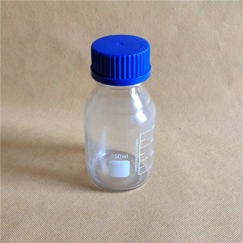 杭州斯晨250ml GL45蓝盖螺纹丝口透明玻璃试剂瓶 玻璃样品瓶250ml